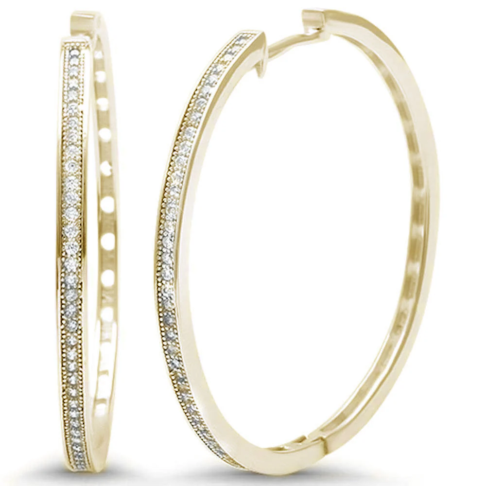 <span>CLOSEOUT! </span>Yellow Gold Plated  Micro Pave Cubic Zirconia Hoop