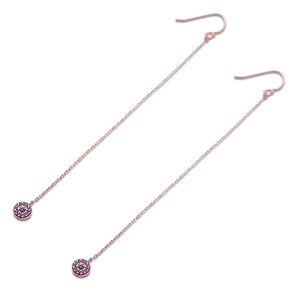 <span>CLOSEOUT! </span>Rose Gold Plated Ruby & Cubic Zirconia Dangle .925 Sterling Silver Earrings - Image 2