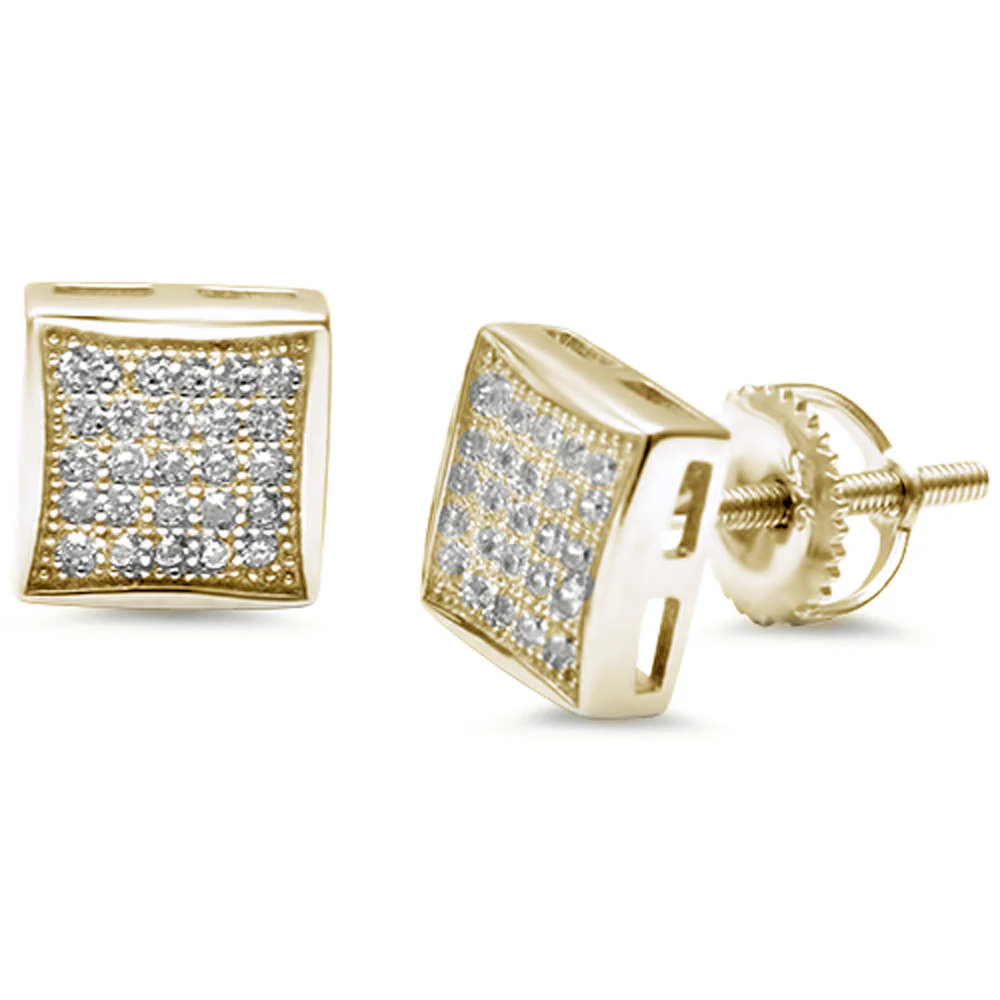 8MM Princess Cut Micro Pave CZ .925 Sterling Silver Stud Earrings Colors Available! - Image 3