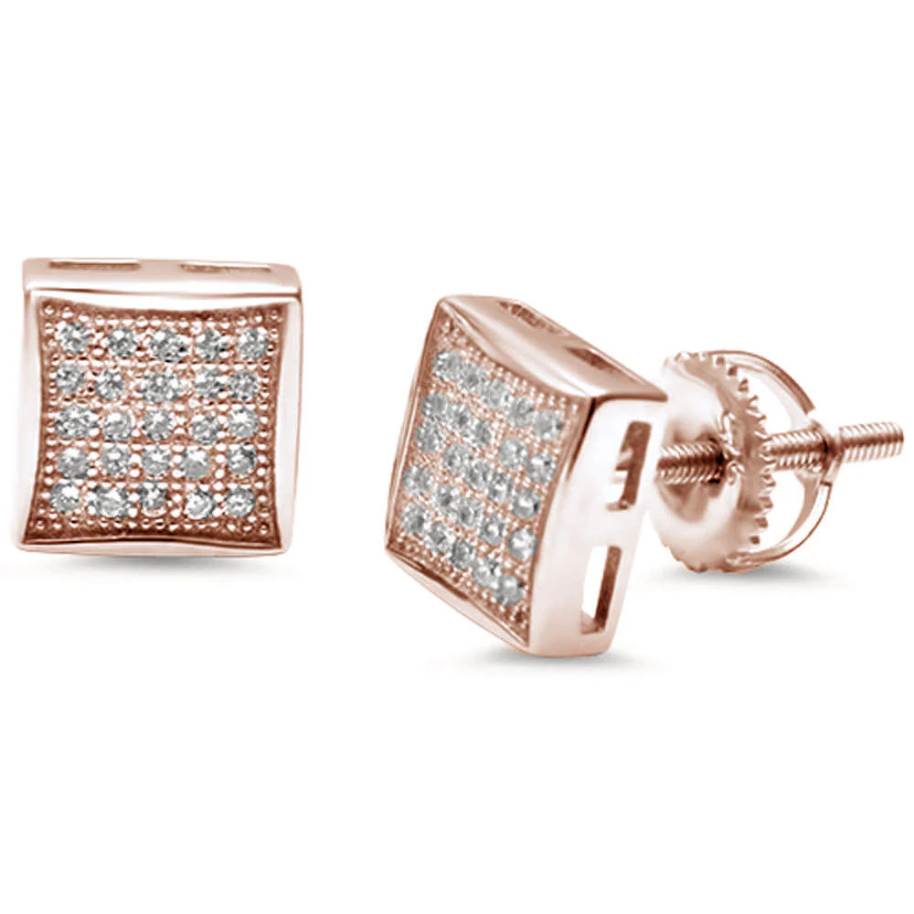 8MM Princess Cut Micro Pave CZ .925 Sterling Silver Stud Earrings Colors Available! - Image 4