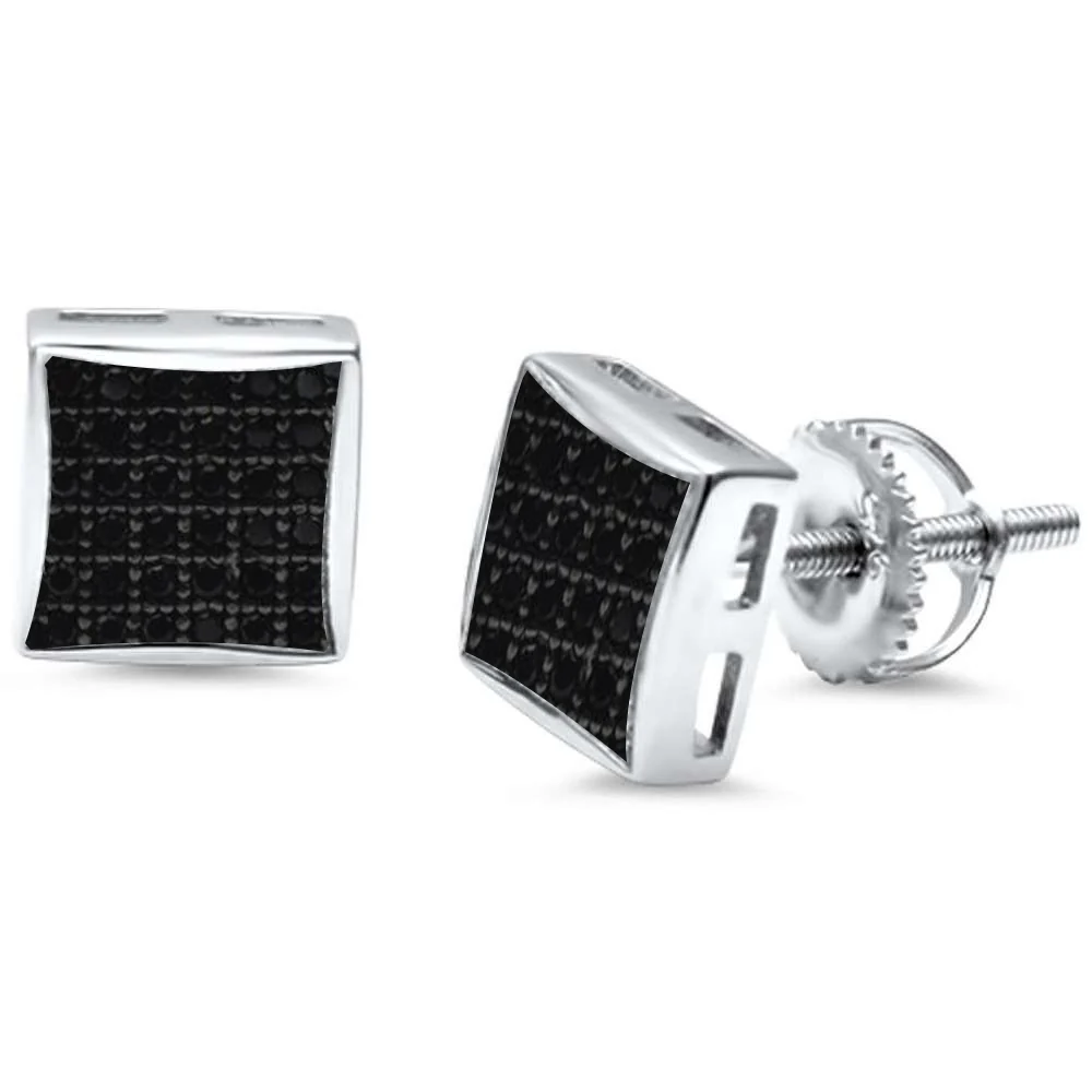 8MM Princess Cut Micro Pave CZ .925 Sterling Silver Stud Earrings Colors Available! - Image 5