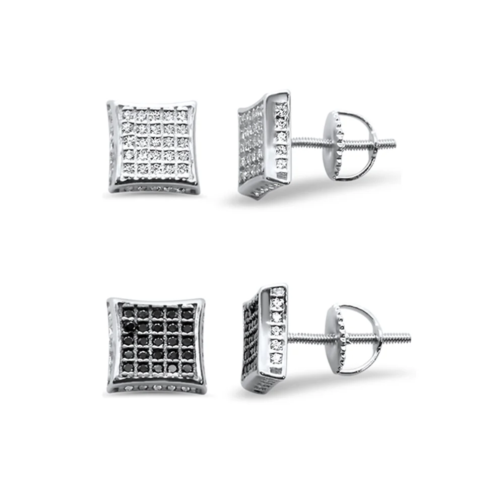 <span>CLOSEOUT! </span>6MM Micro Pave Square CZ .925 Sterling Silver Stud Earring Colors Available!
