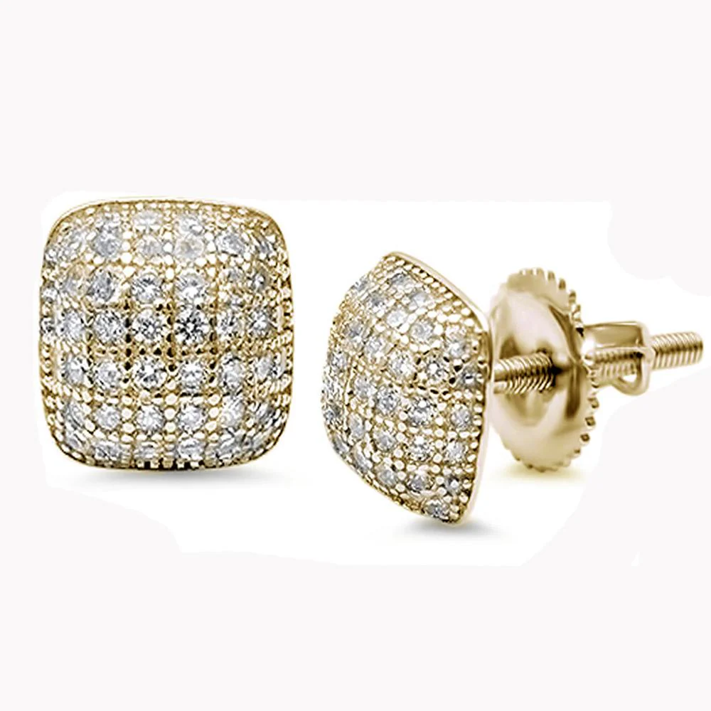 9MM Princess Cut Micro Pave CZ .925 Sterling Silver Stud Earrings Colors Available! - Image 3