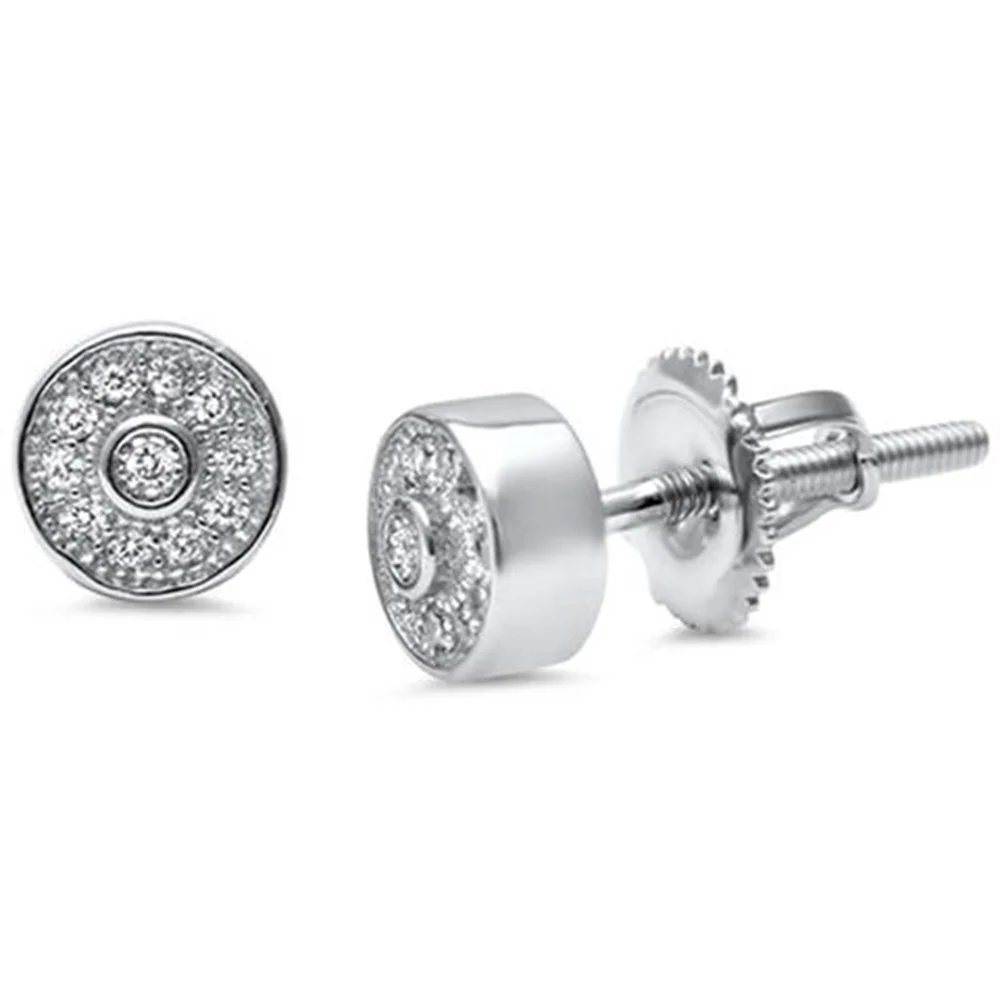 Round Cubic Zirconia .925 Sterling Silver Stud Earrings Colors Available! - Image 2