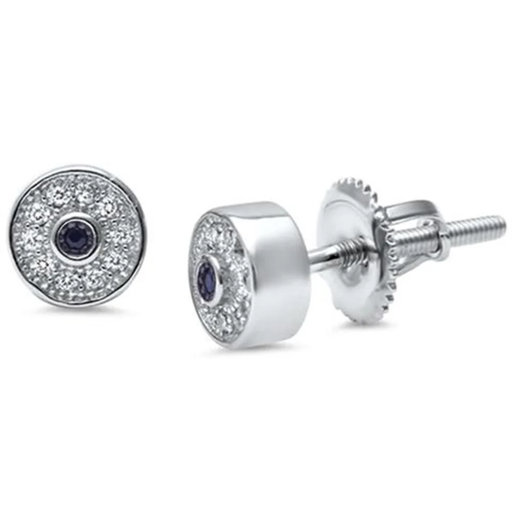 Round Cubic Zirconia .925 Sterling Silver Stud Earrings Colors Available! - Image 3
