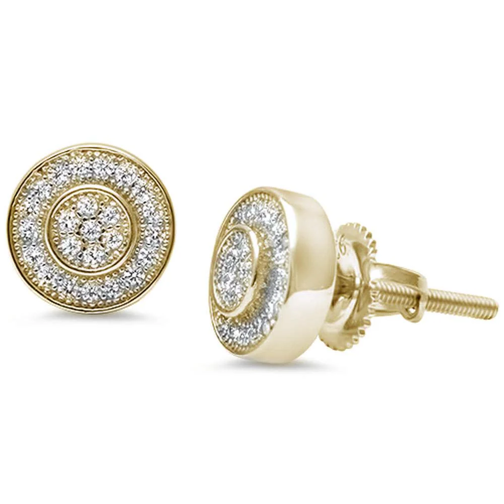 8MM Micro Pave Round Halo CZ .925 Sterling Silver Stud Earrings Colors Available! - Image 4