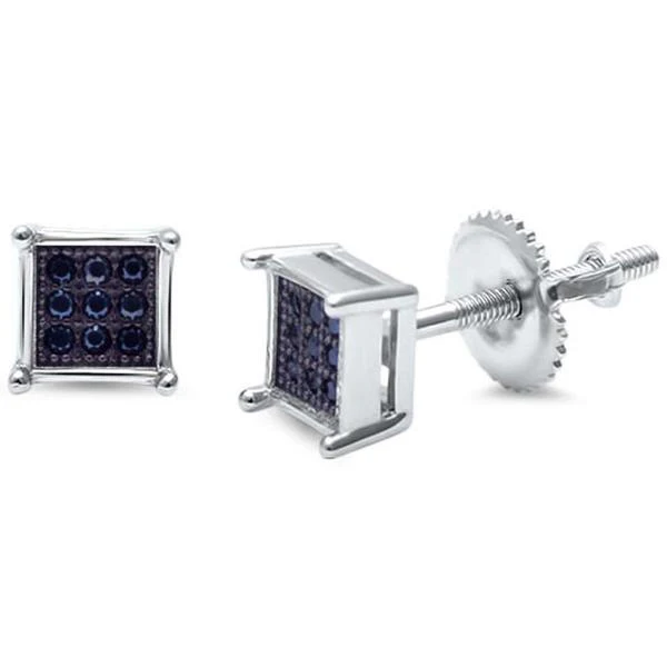 6MM Micro Pave Princess Cut CZ  .925 Sterling Silver Stud Earrings Colors Available! - Image 3