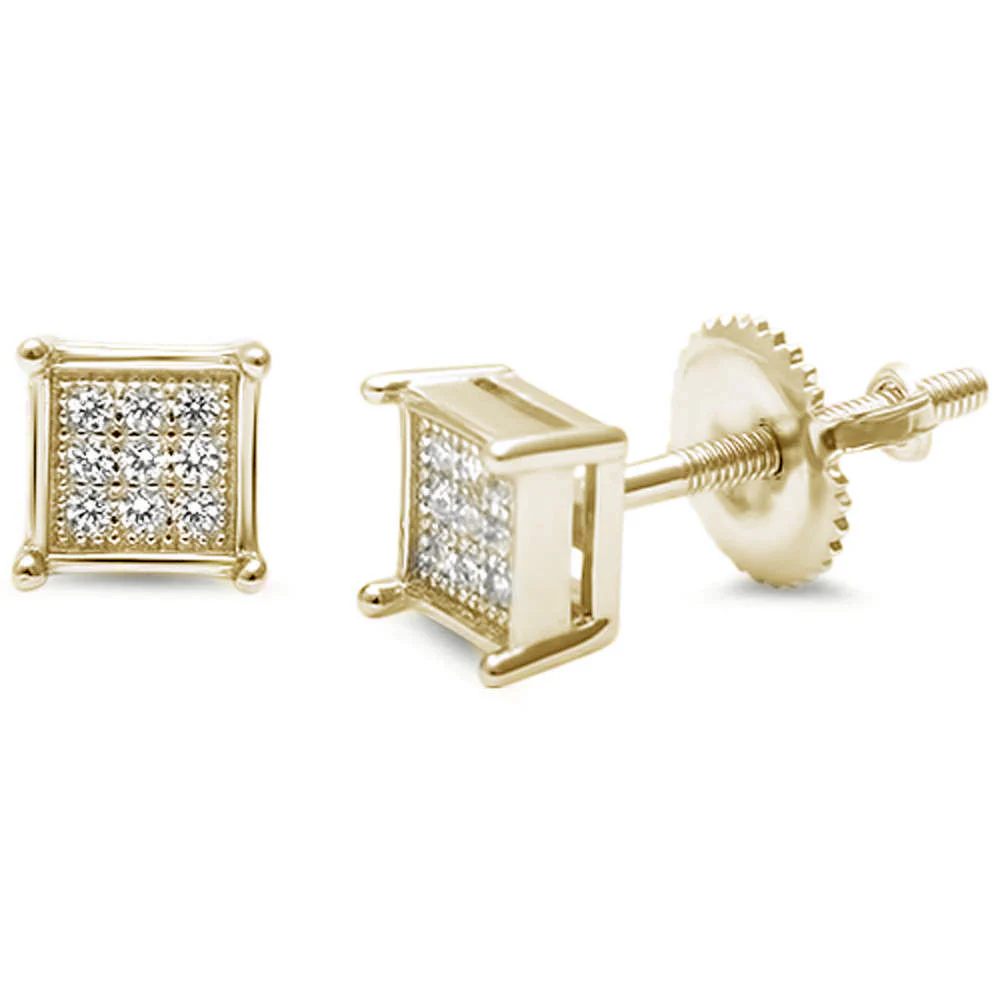 6MM Micro Pave Princess Cut CZ  .925 Sterling Silver Stud Earrings Colors Available! - Image 5