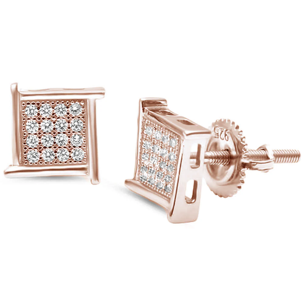 8MM Princess Cut Micro Pave Modern .925 Sterling Silver Stud Earrings Colors Available! - Image 3