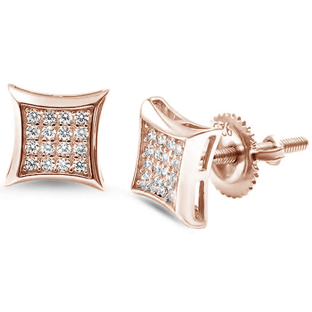 8MM Square Micro Pave Modern .925 Sterling Silver Stud Earrings Colors Available! - Image 3