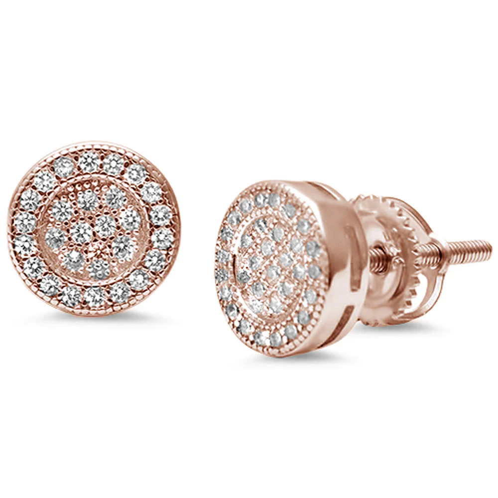 8MM Round Micro Pave Stud .925 Sterling Silver Earrings Colors Available! - Image 4