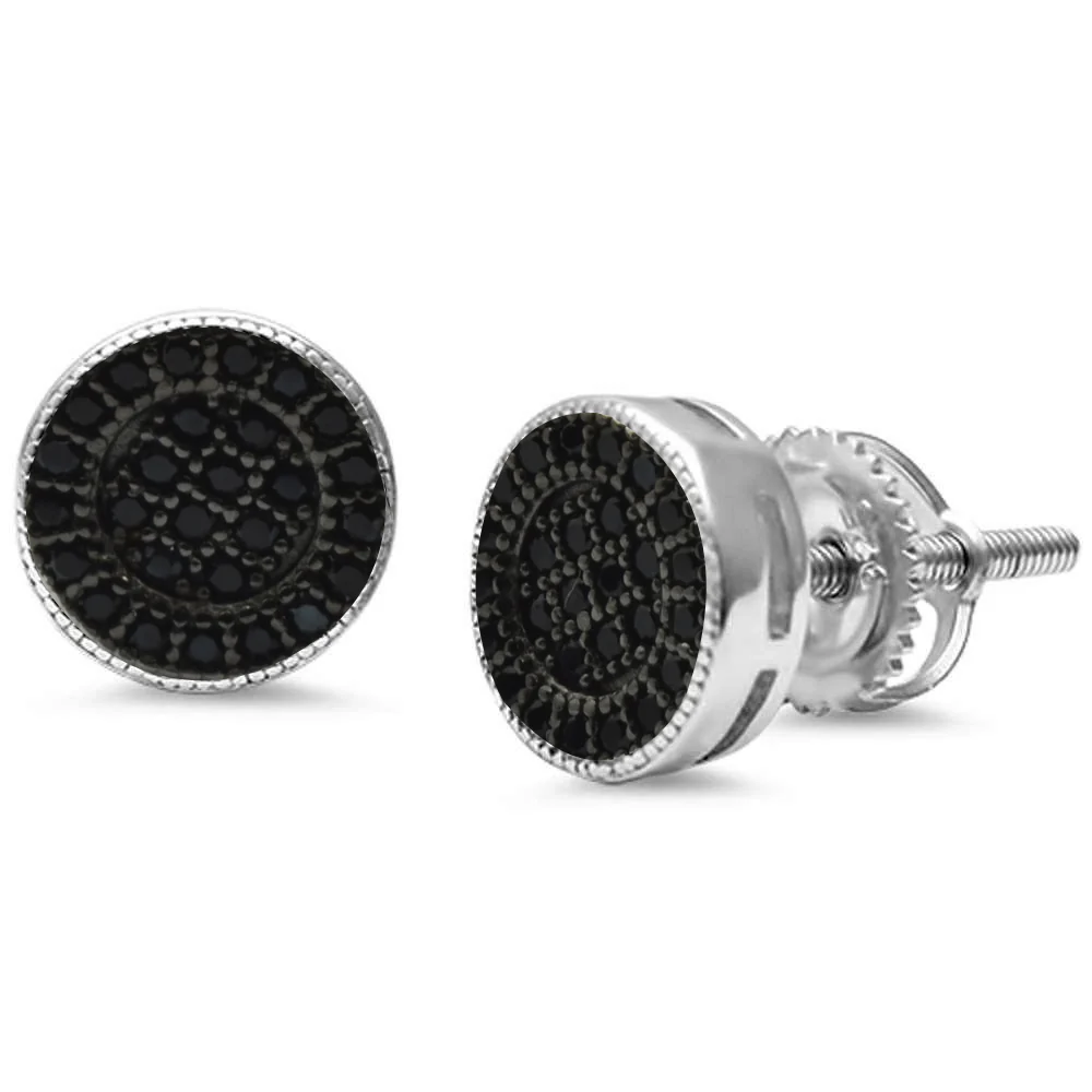 8MM Round Micro Pave Stud .925 Sterling Silver Earrings Colors Available! - Image 5