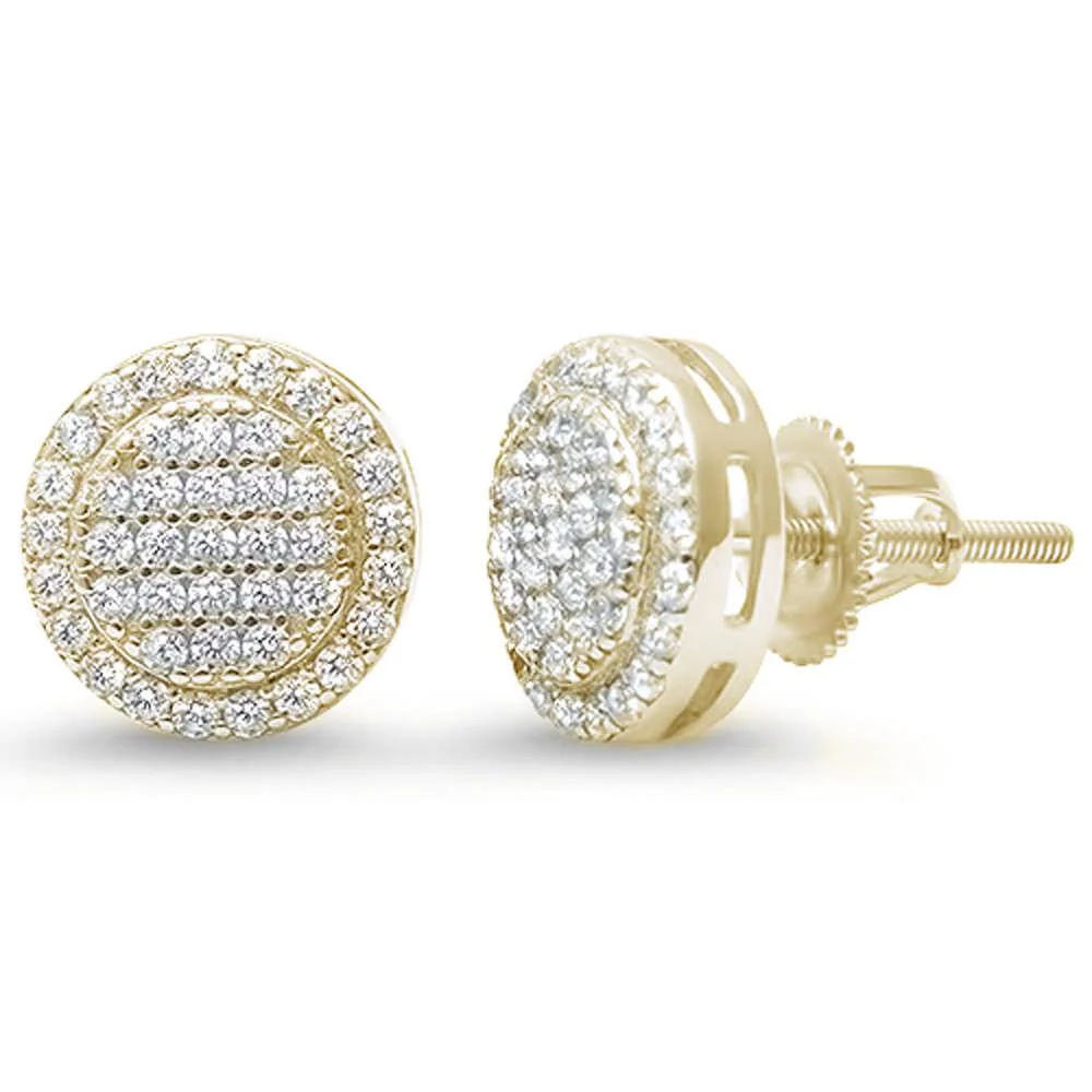 10MM Micro Pave Round Halo Studs .925 Sterling Silver Earrings Colors Available! - Image 3