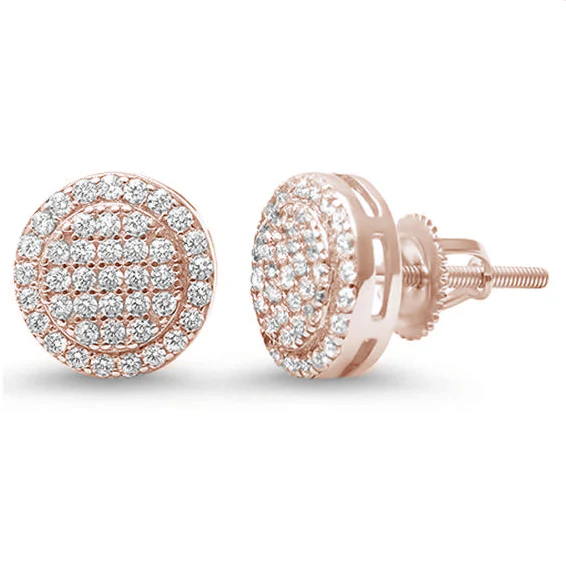 10MM Micro Pave Round Halo Studs .925 Sterling Silver Earrings Colors Available! - Image 4