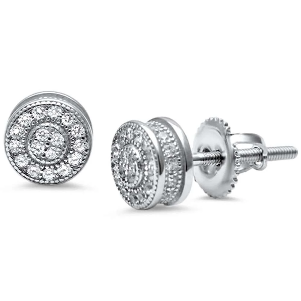 Round Halo Invisible Set CZ .925 Sterling Silver Earrings COLORS AVAILABLE - Image 3