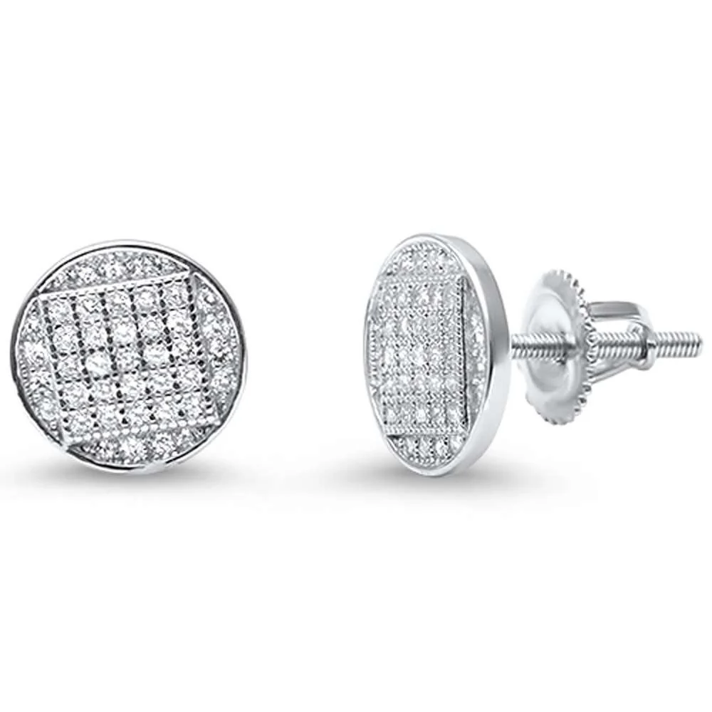 8MM Round Micro Pave studs .925 Sterling Silver Earrings Colors Available! - Image 2