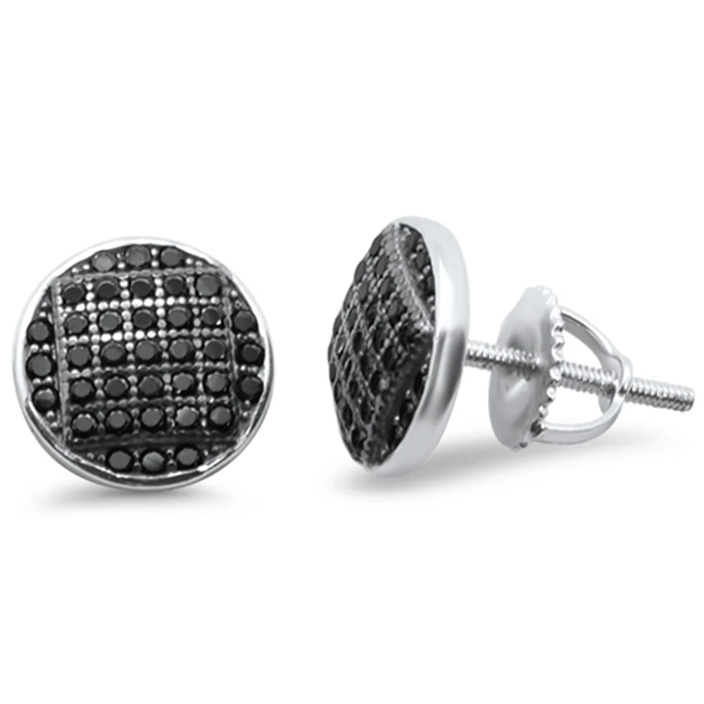 8MM Round Micro Pave studs .925 Sterling Silver Earrings Colors Available! - Image 5