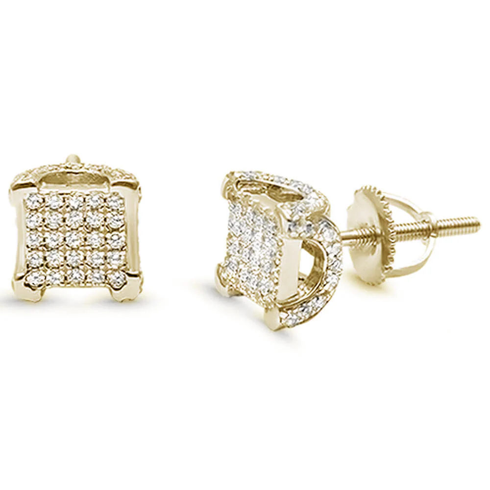 Square Micro Pave Stud .925 Sterling Silver Earrings COLORS Available - Image 3