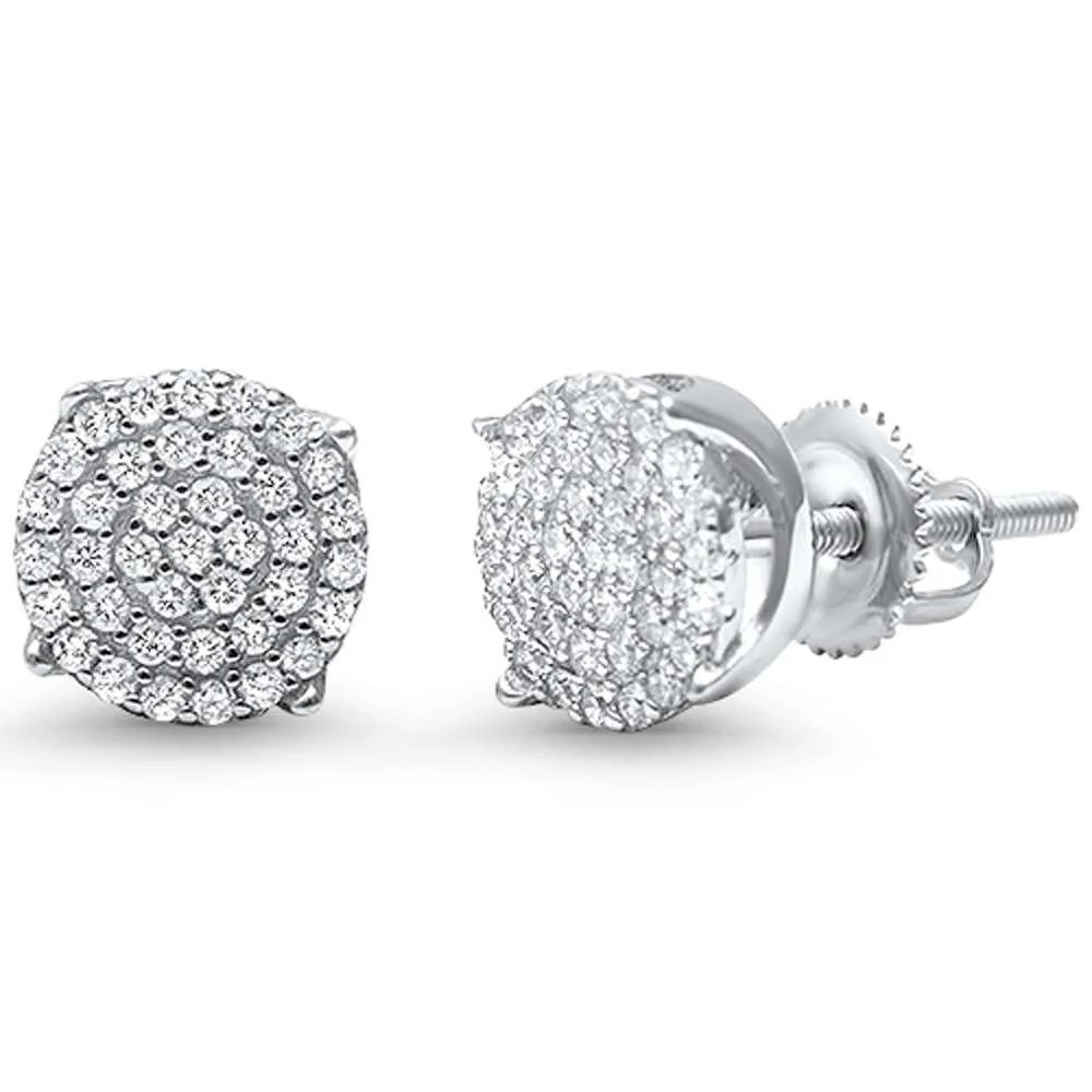 10MM Available 4 Colors Round Micro Pave .925 Sterling Silver Earrings - Image 2