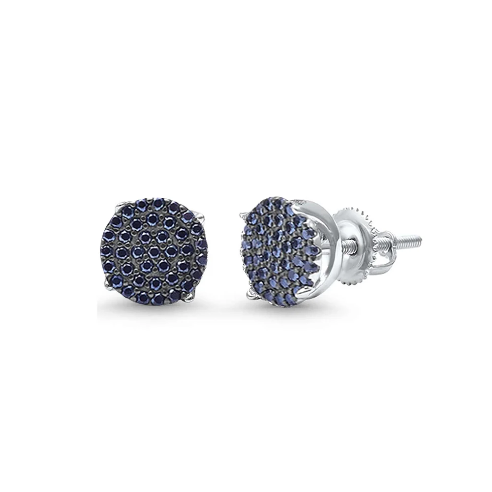 6MM Available 4 Colors Round Micro Pave .925 Sterling Silver Earrings - Image 4