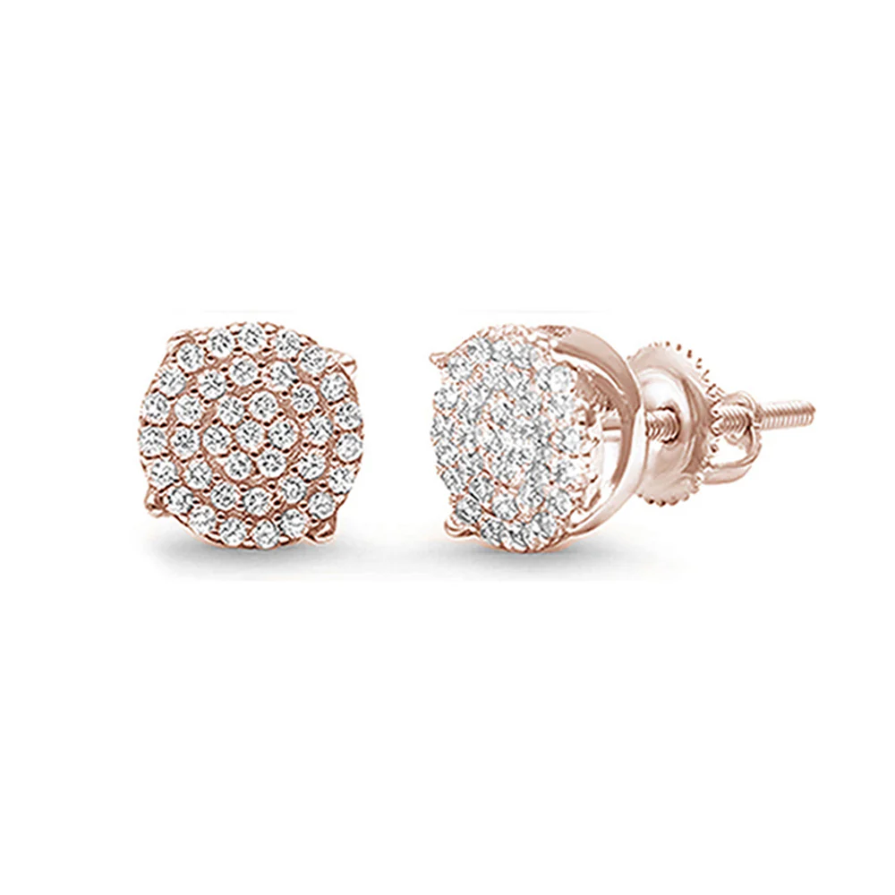 8MM Available 4 Colors Round Micro Pave .925 Sterling Silver Earrings - Image 5