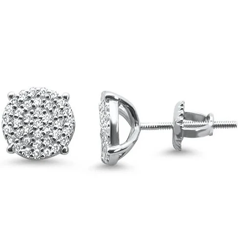 10MM Micro Pave Round CZ .925 Sterling Silver Stud Earrings Color Available! - Image 2