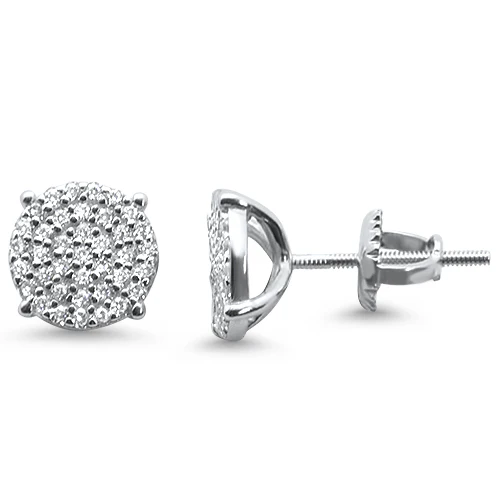 8MM Micro Pave Round CZ .925 Sterling Silver Stud Earrings - Image 2
