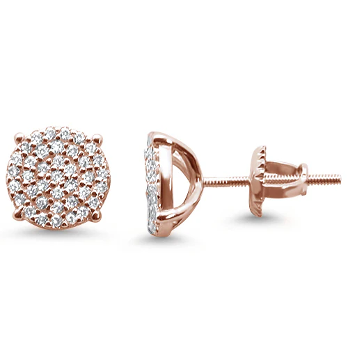8MM Micro Pave Round CZ .925 Sterling Silver Stud Earrings - Image 4