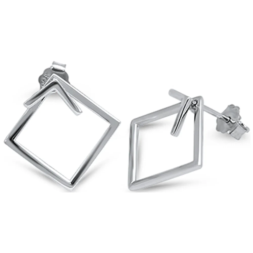 <span>CLOSEOUT! </span>Plain Square Hoop .925 Sterling Silver Earrings