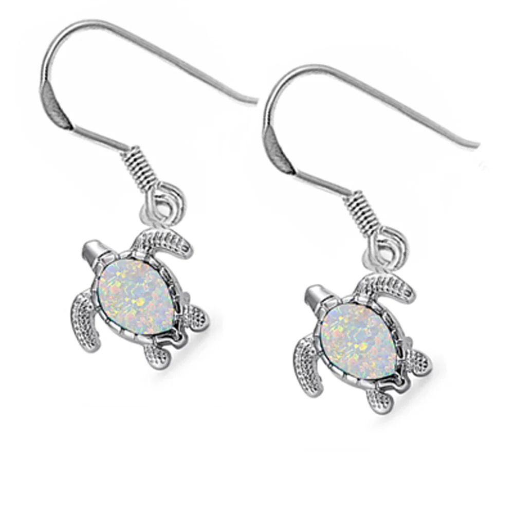 White Opal Turtle .925 Sterling Silver Earrings