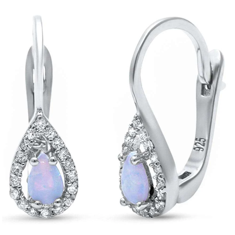 White Opal & Cubic Zirconia .925 Sterling Silver Earrings