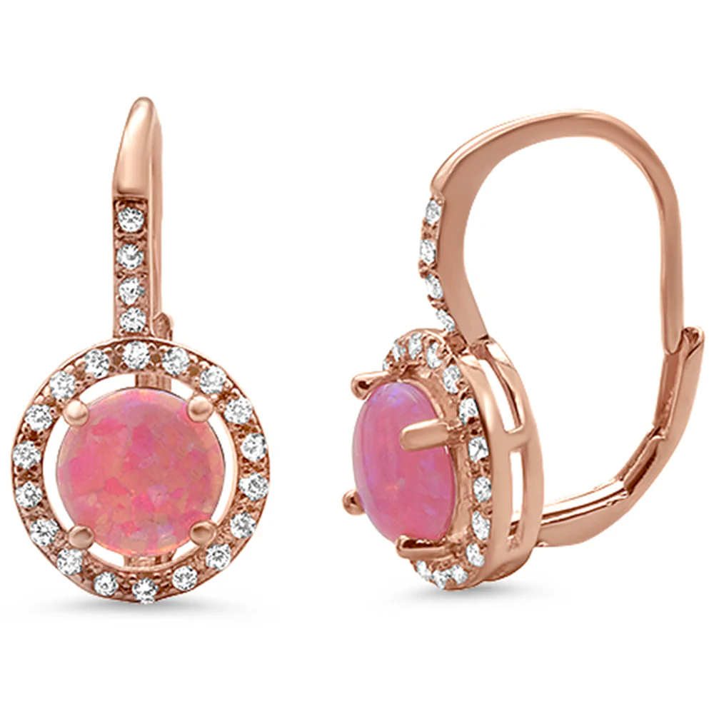 <span>CLOSEOUT! </span>Rose Gold Plated Round Halo Cubic Zirconia .925 Sterling Silver Earrings