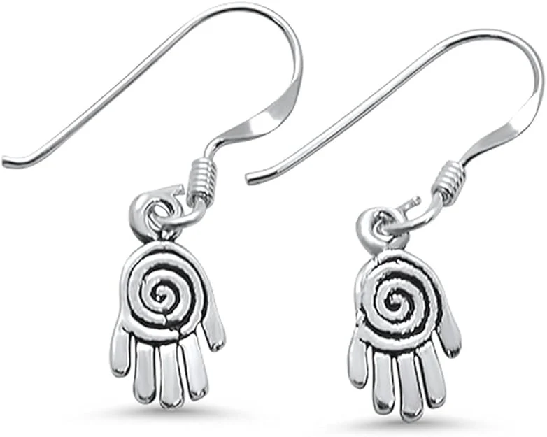<span>CLOSEOUT!</span> Sterling Silver Plain Hamsa Dangle Earrings