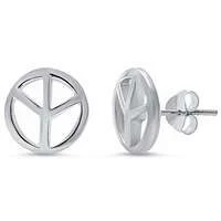 <span>CLOSEOUT! </span>Peace Sign .925 Sterling Silver Earrings