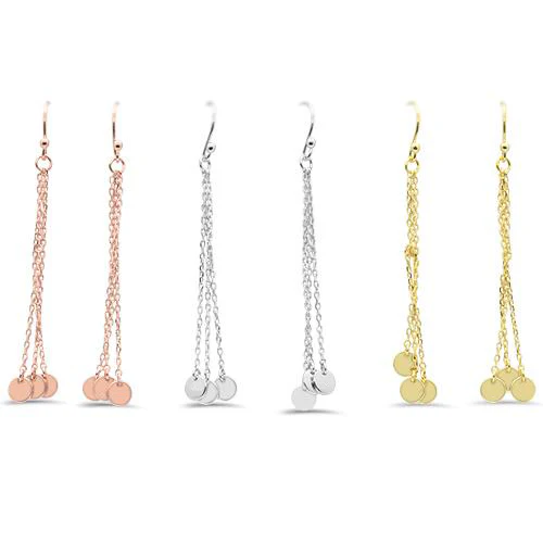 <span>CLOSEOUT! </span>Plain Hammered Disc Dangle .925 Sterling Silver Earrings