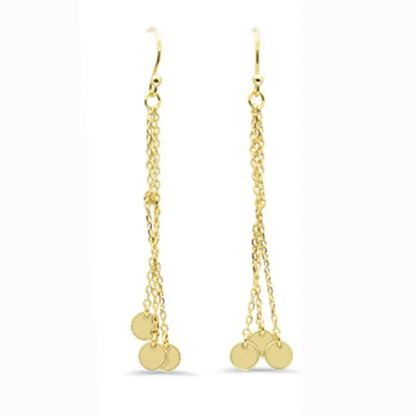 <span>CLOSEOUT! </span>Plain Hammered Disc Dangle .925 Sterling Silver Earrings - Image 3