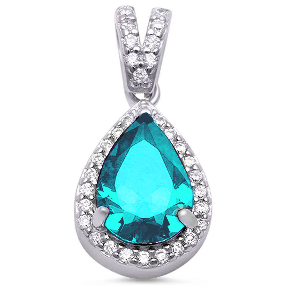 Aquamarine & Cubic Zirconia .925 Sterling Silver Pendant