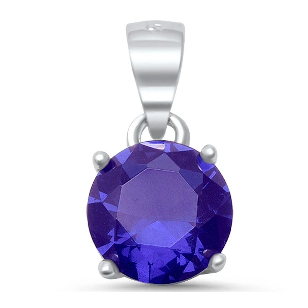 Round Tanzanite .925 Sterling Solitaire Pendant