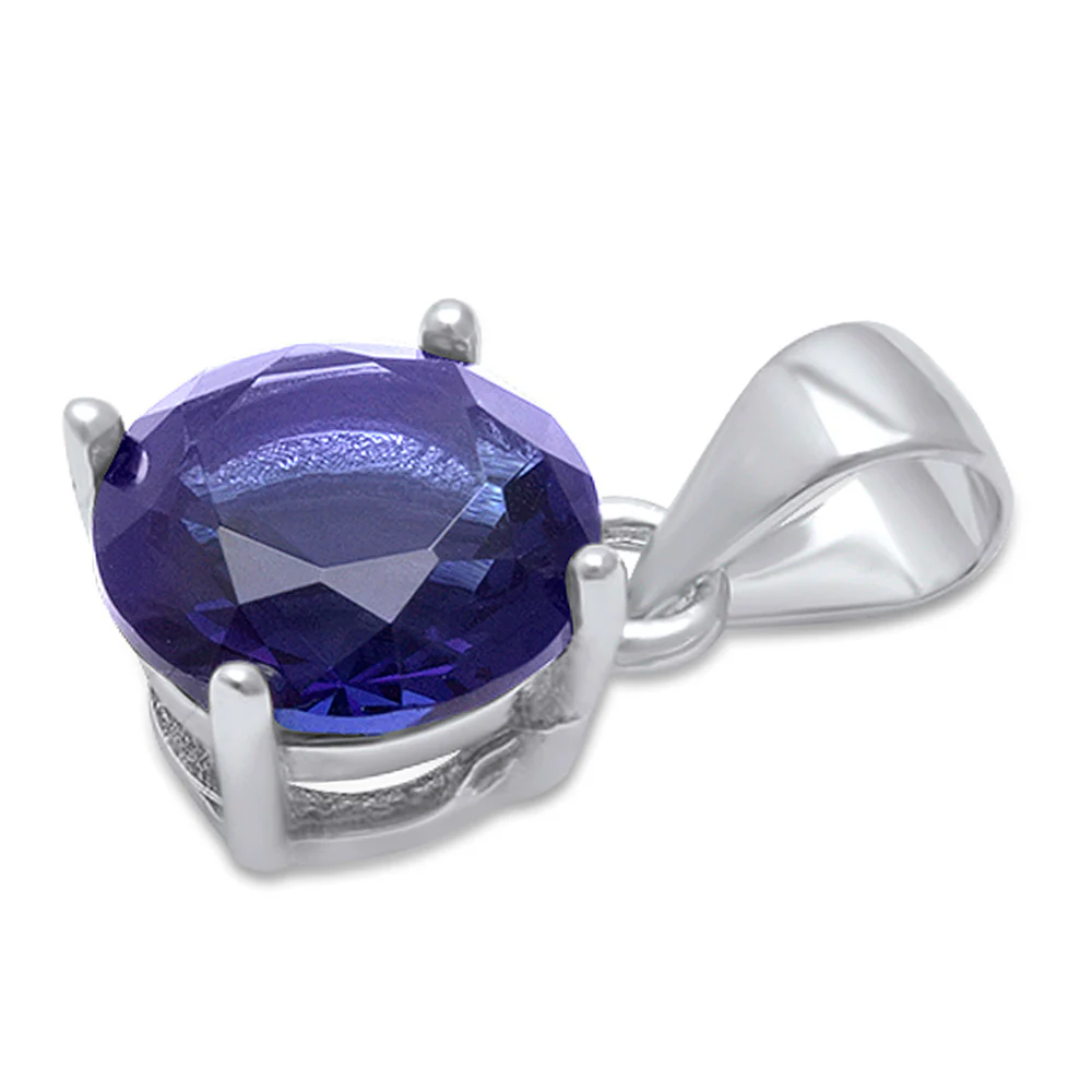 Round Tanzanite .925 Sterling Solitaire Pendant - Image 2