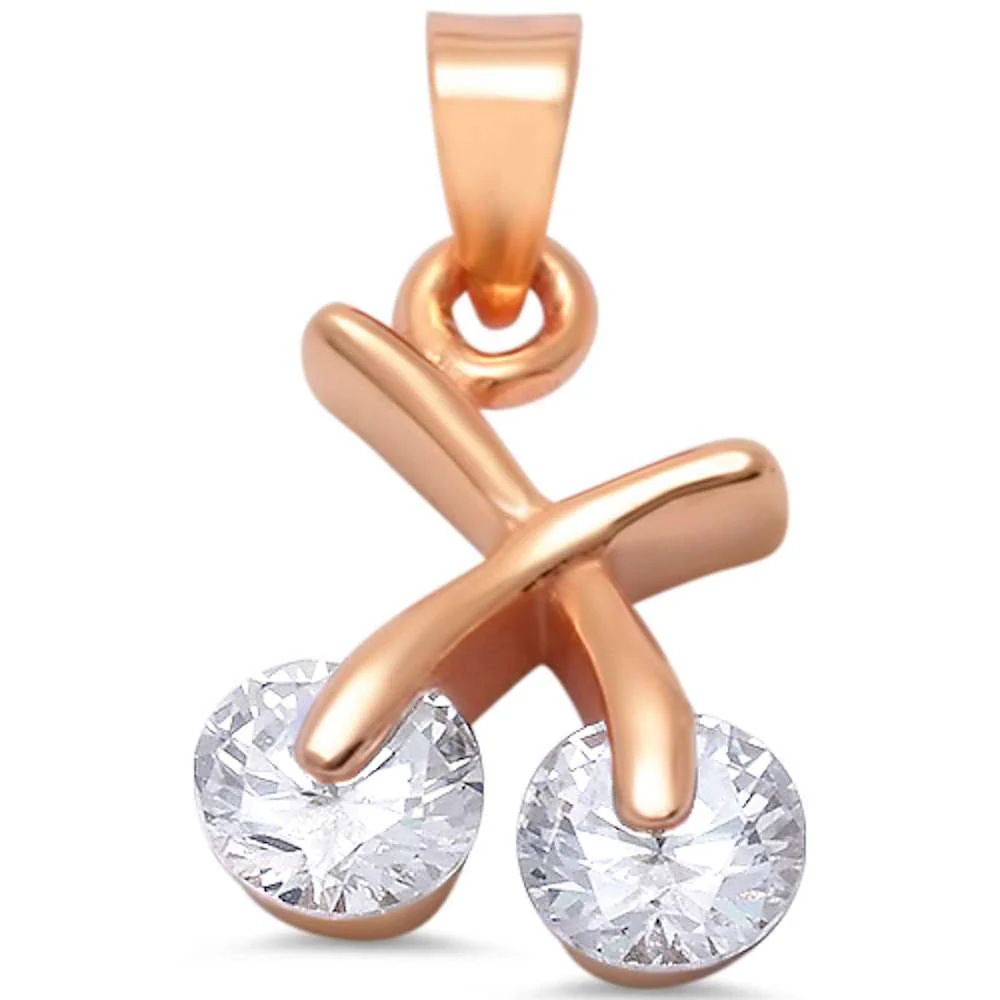 <span>CLOSEOUT!</span> Rose Gold Plated Cz  .925 Sterling Silver Pendant
