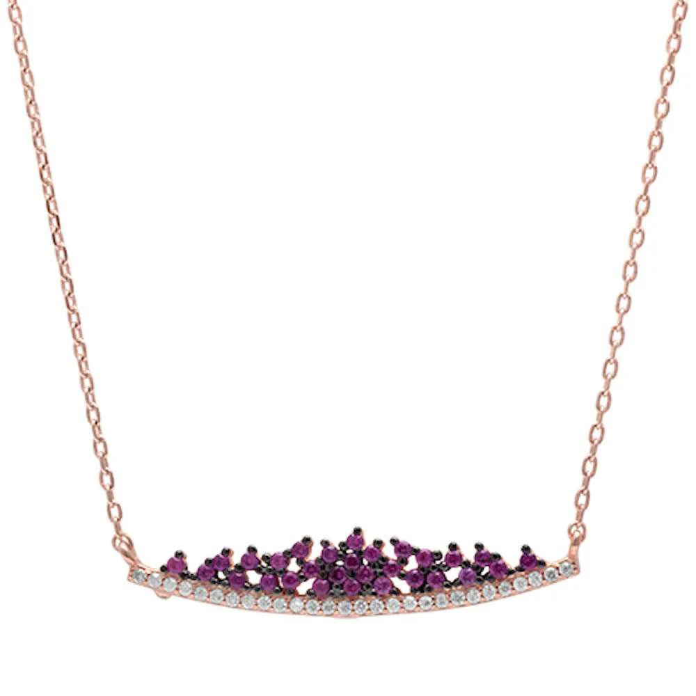 <span>Closeout!</span>Rose Gold Plated Ruby & Cubic Zirconia Crown .925 Sterling Silver Pendant Necklace