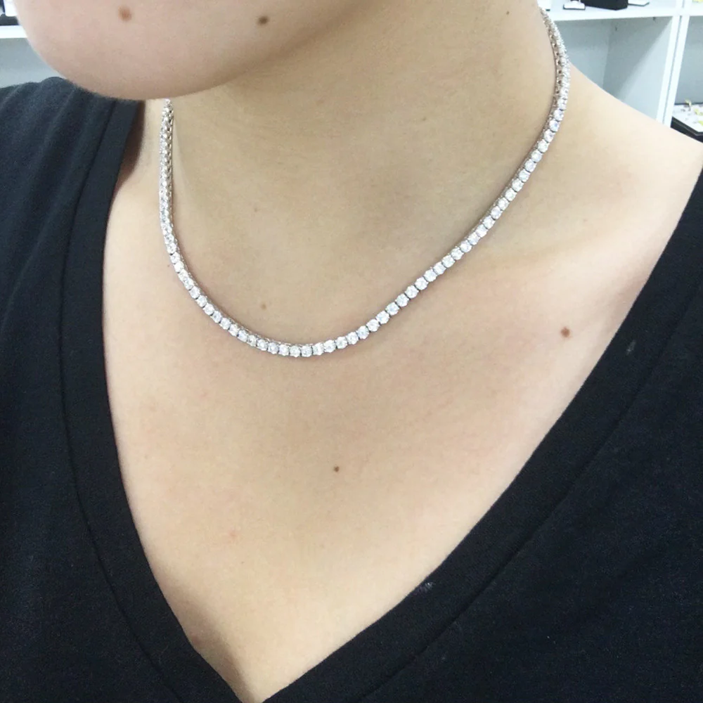 5MM Available 2 Colors Round Cubic Zirconia Necklace .925 Sterling Silver 18",22" - Image 6