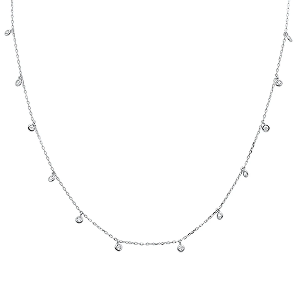 Multi Round Bezel Cubic Zirconia .925 Sterling Silver Necklace Three Colors Available! - Image 2