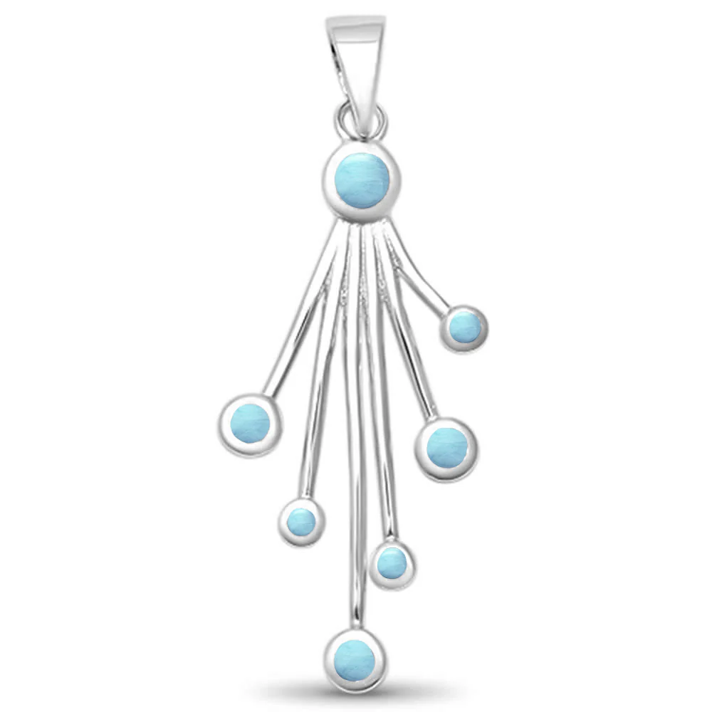 Natural Larimar Waterfalls .925 Sterling Silver Pendant