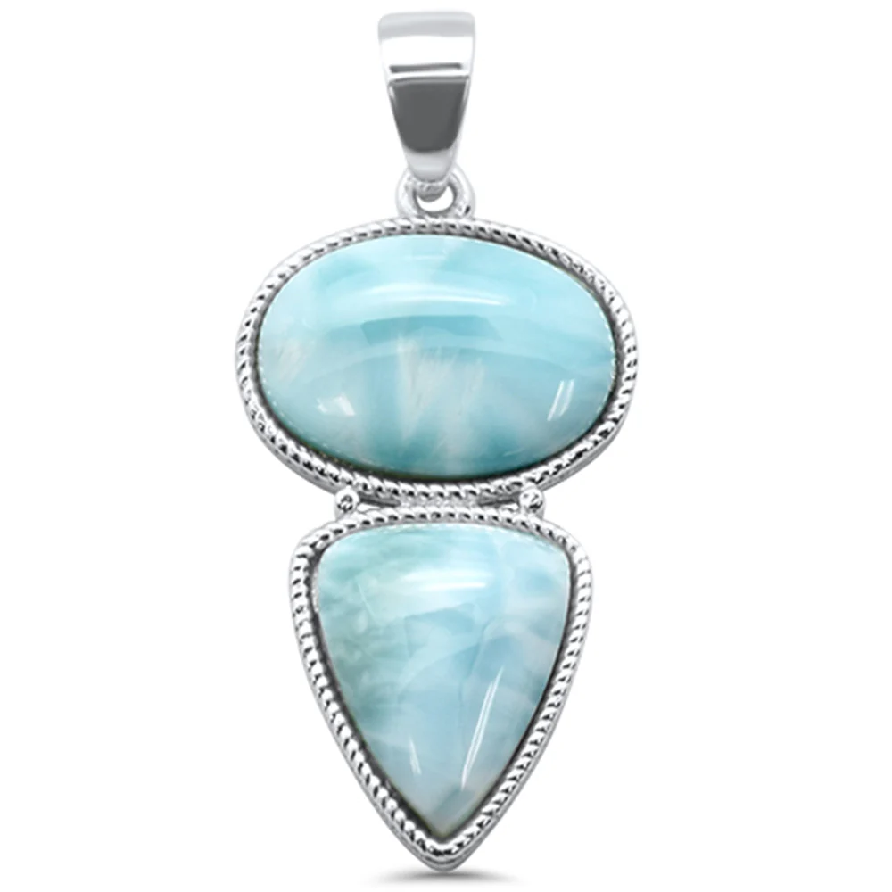 Natural Larimar .925 Sterling Silver Charm Pendant