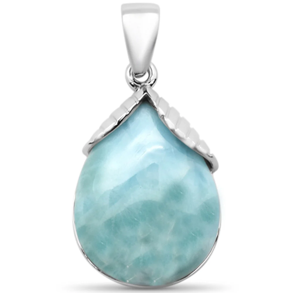 Natural Larimar .925 Sterling Silver Pendant