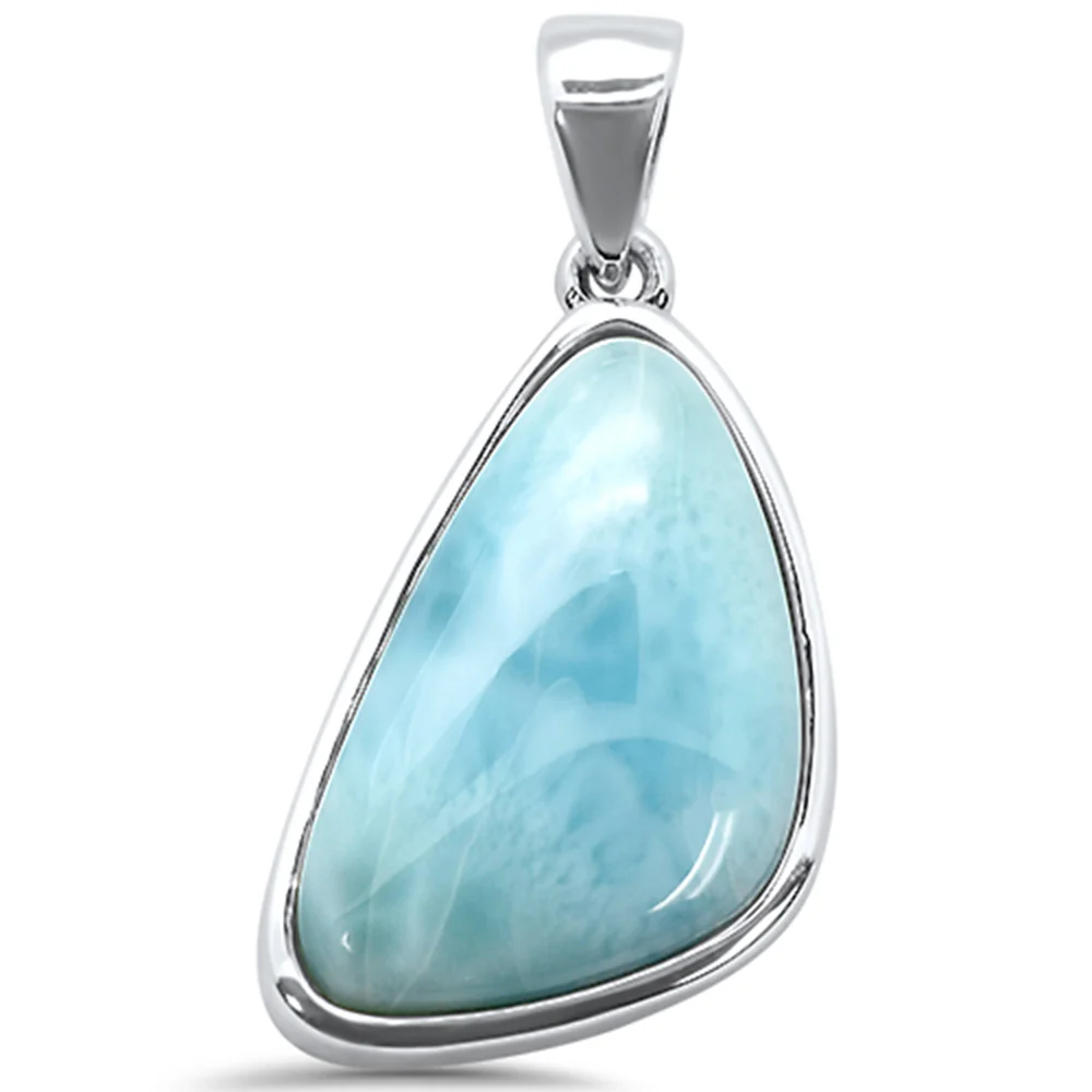 Natural Larimar .925 Sterling Silver Charm Pendant