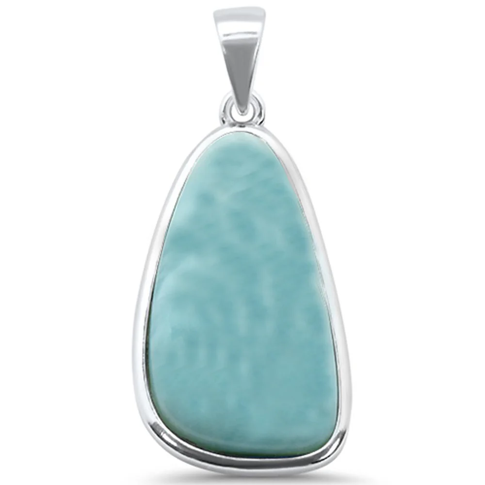 Natural Larimar .925 Sterling Silver Charm Pendant