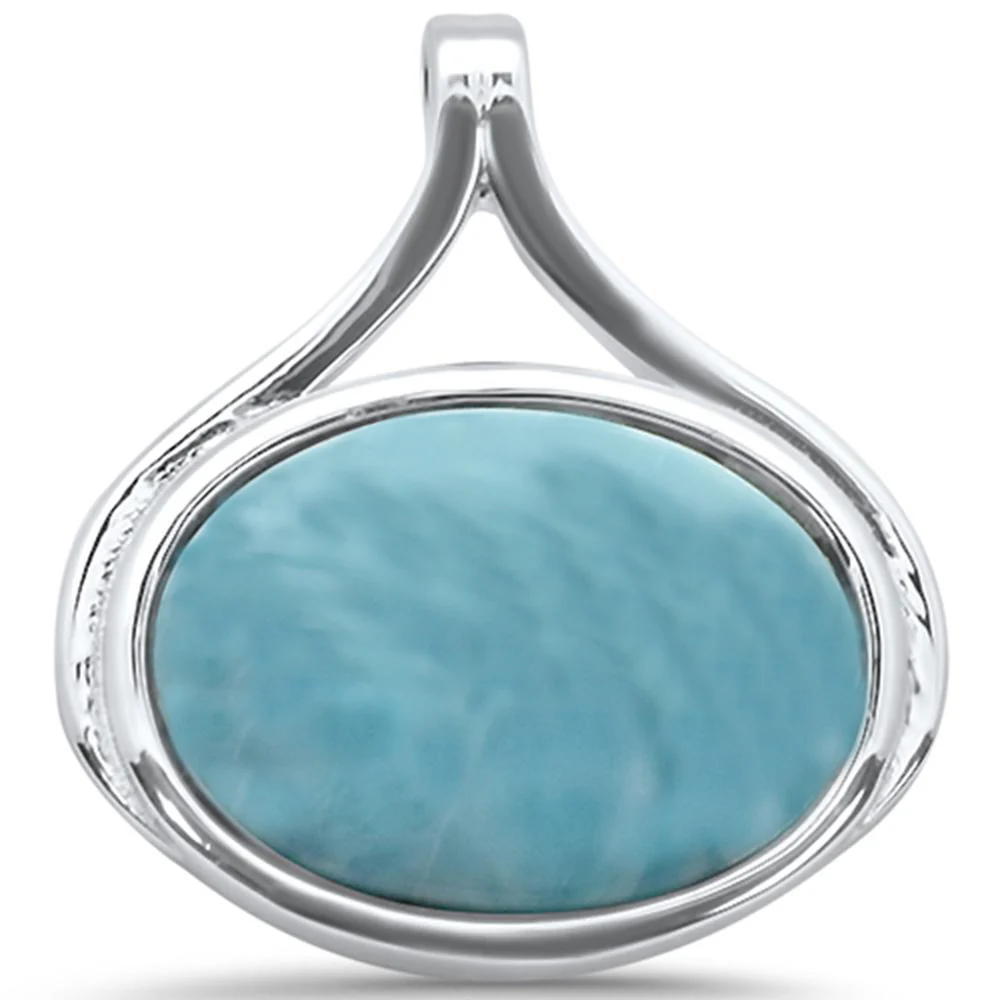 Natural Larimar .925 Sterling Silver Charm Pendant