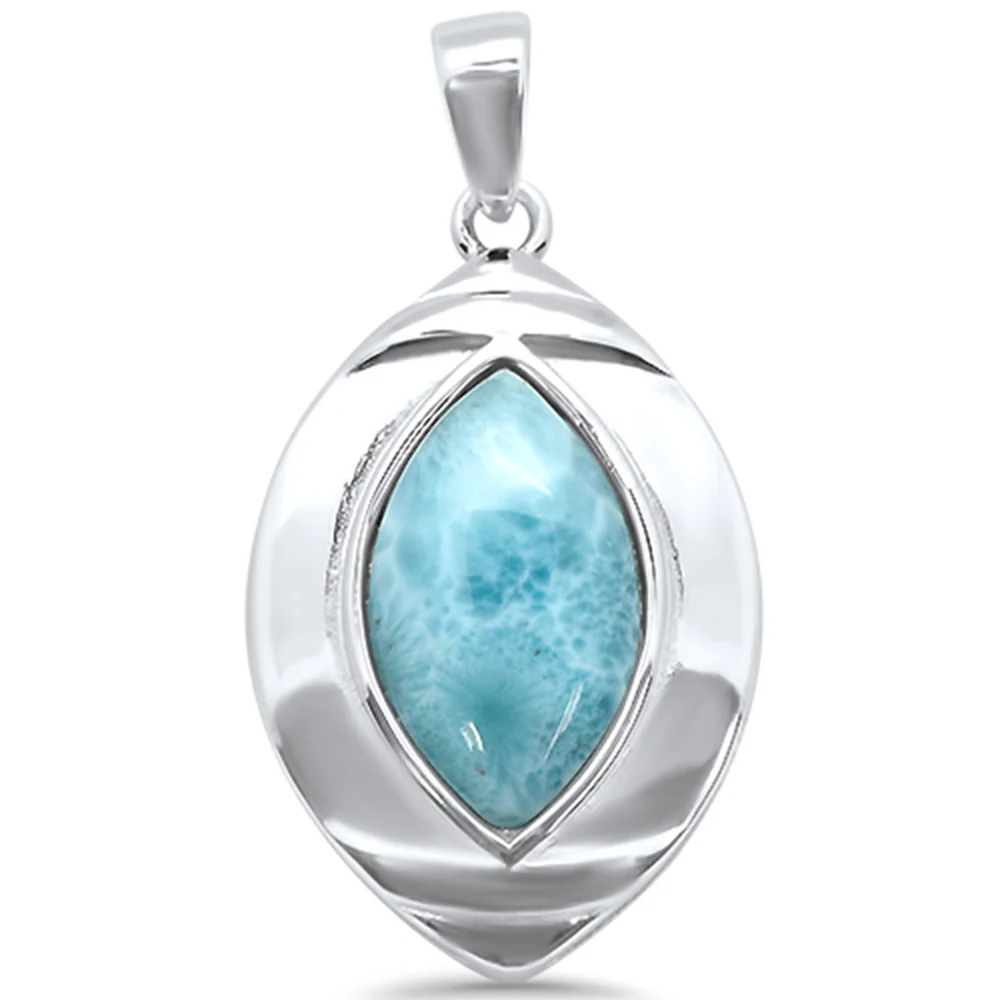 Natural Larimar .925 Sterling Silver Charm Pendant